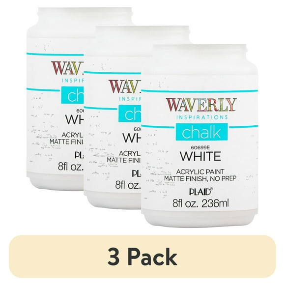 (3 pack) Waverly Inspirations Chalk Paint, Ultra Matte Finish, White, 8 fl oz