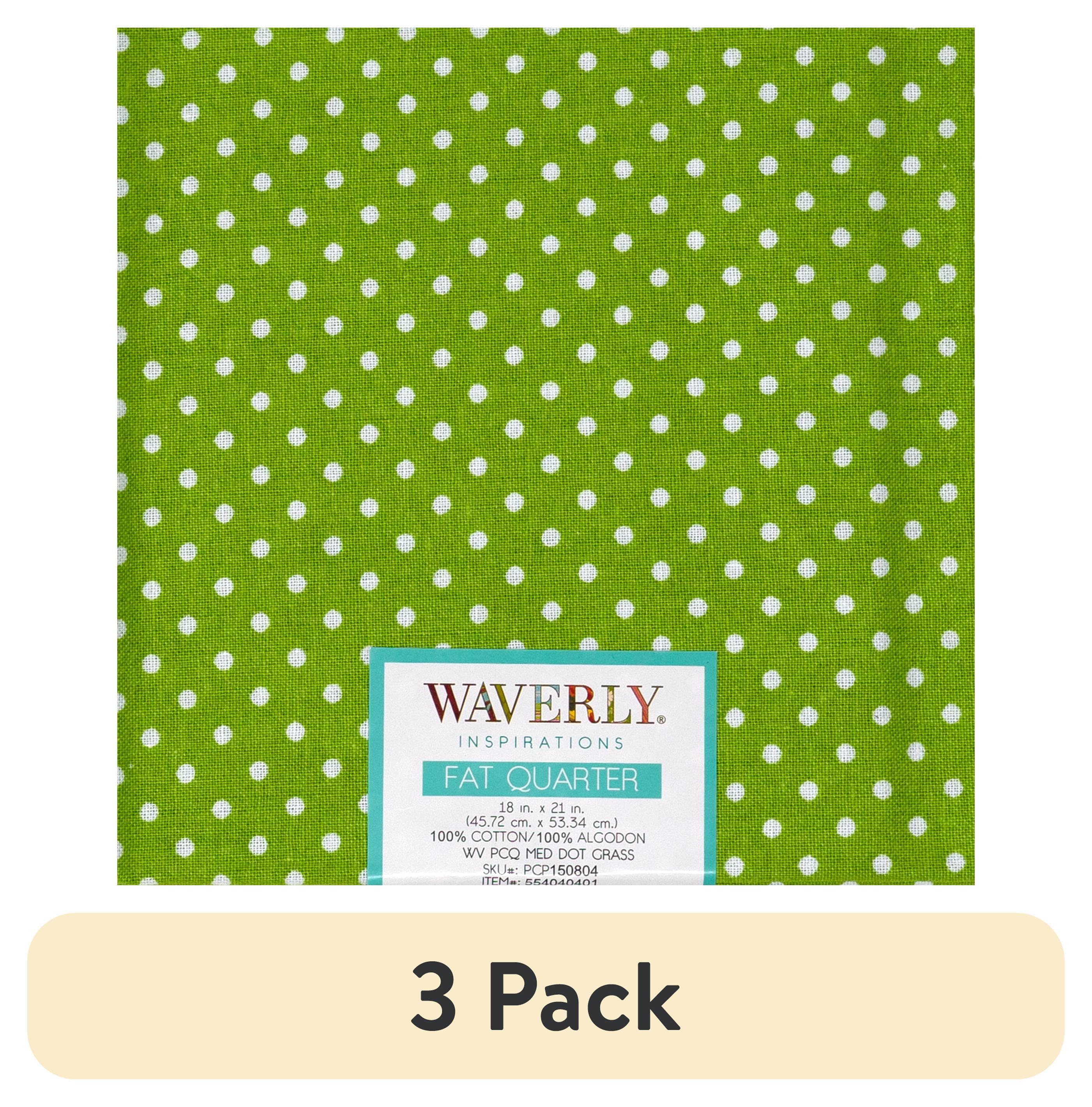 (3 pack) Waverly Inspirations Fat Quarter Precut 100% Cotton Prints Fabric Medium Dot Grass 18 in x 21 in for Quilting & Sewing