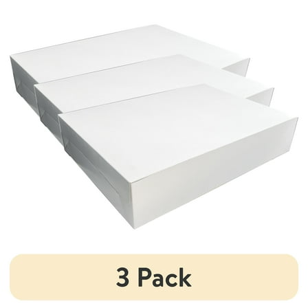(3 pack) 19" x 14" x 4" White Folding Cake Box, by Way To Celebrate