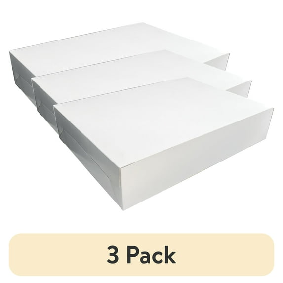 (3 pack) 19" x 14" x 4" White Folding Cake Box, by Way To Celebrate