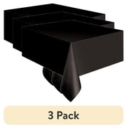 (3 pack) 3 Count 54 IN x 108IN Black Rectangular Plastic Table Covers by Way To Celebrate