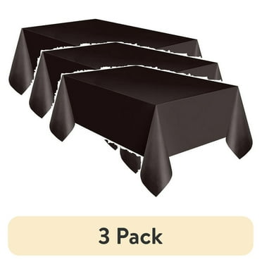 (3 pack) Rectangular 54" x 108" Black Plastic Table Cover, 3 Count, by Way To Celebrate