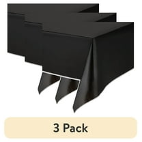 (3 pack) Rectangular 54" x 108" Black Plastic Table Cover, 3 Count, by Way To Celebrate