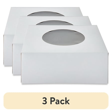 (3 pack) 9" x 9 " x 3.5" White Pie Box with Window, by Way To Celebrate