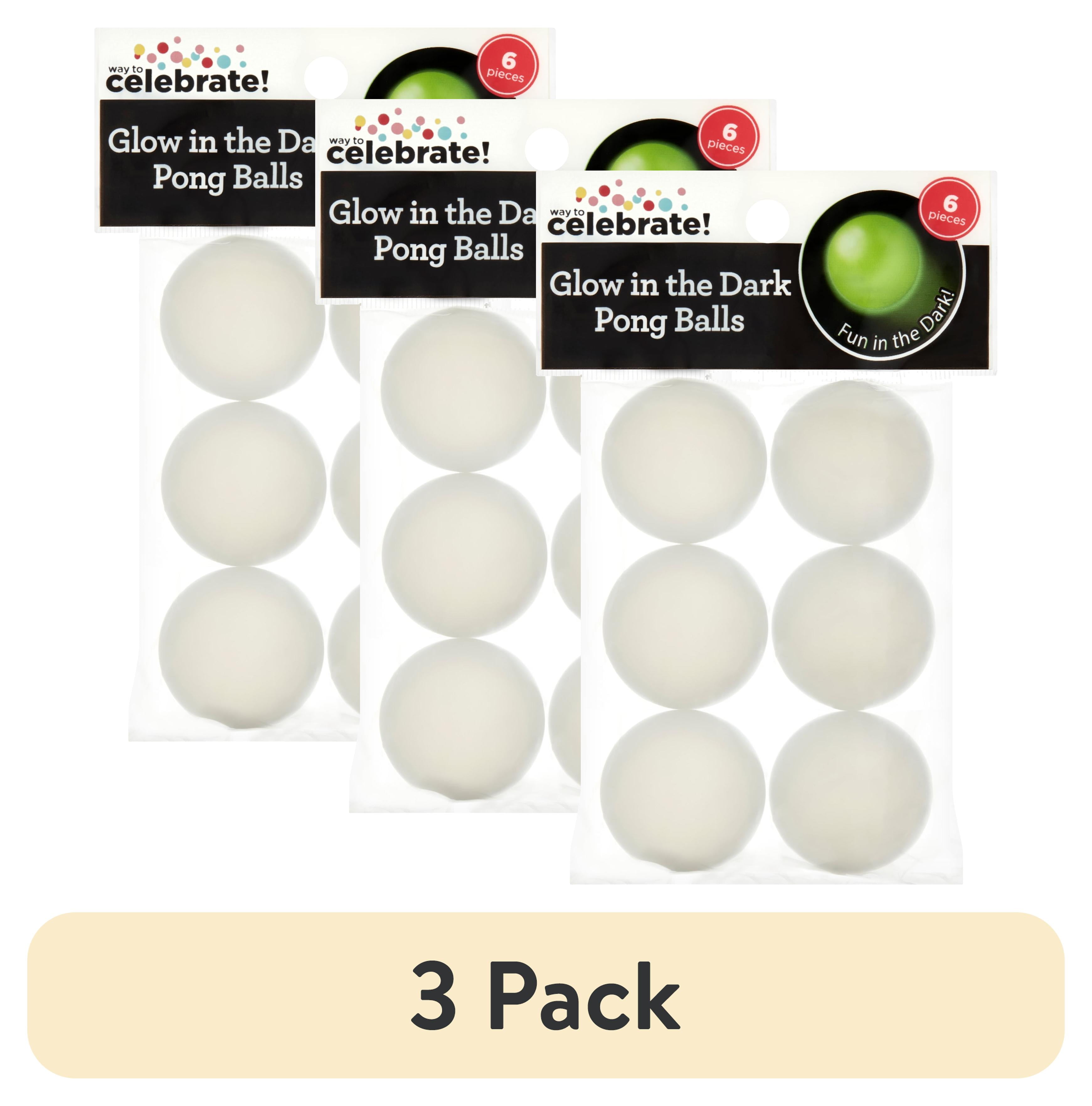 (3 pack) White Glow-in-the-Dark Pong Ball Party Favors, 6 Count, by Way To Celebrate