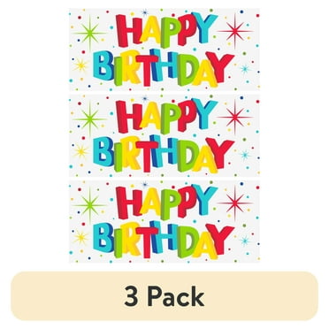 (3 pack) Multicolor Happy Birthday Poster Party Banner, 5' x 2.25', by Way To Celebrate
