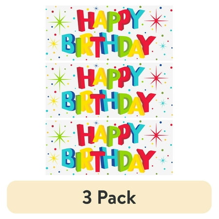 (3 pack) Multicolor Happy Birthday Poster Party Banner, 5' x 2.25', by Way To Celebrate