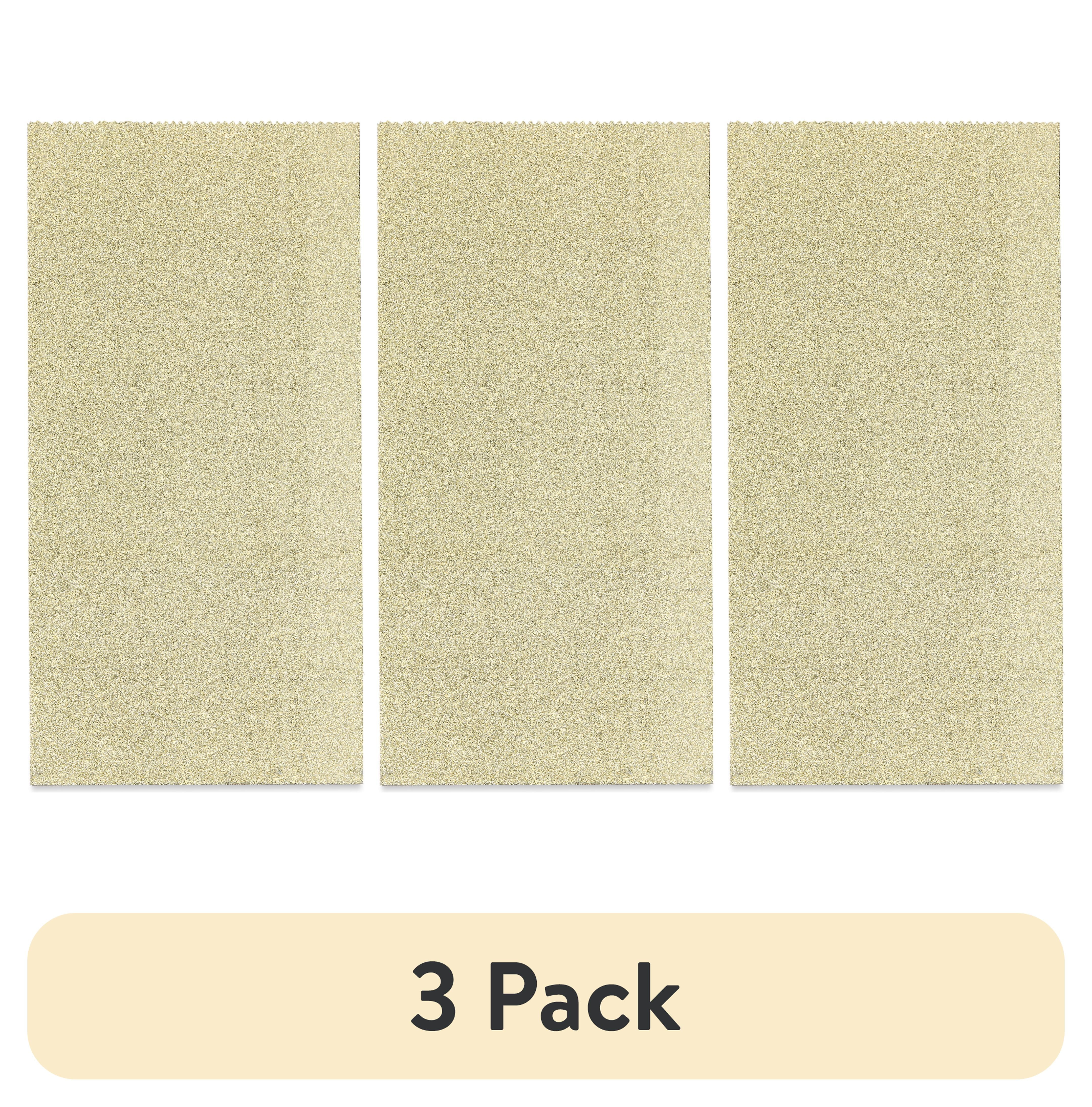 (3 pack) Gold Glitter Treats Bags, 3.5" x 2.3" x 7", 8 Pieces, by Way To Celebrate