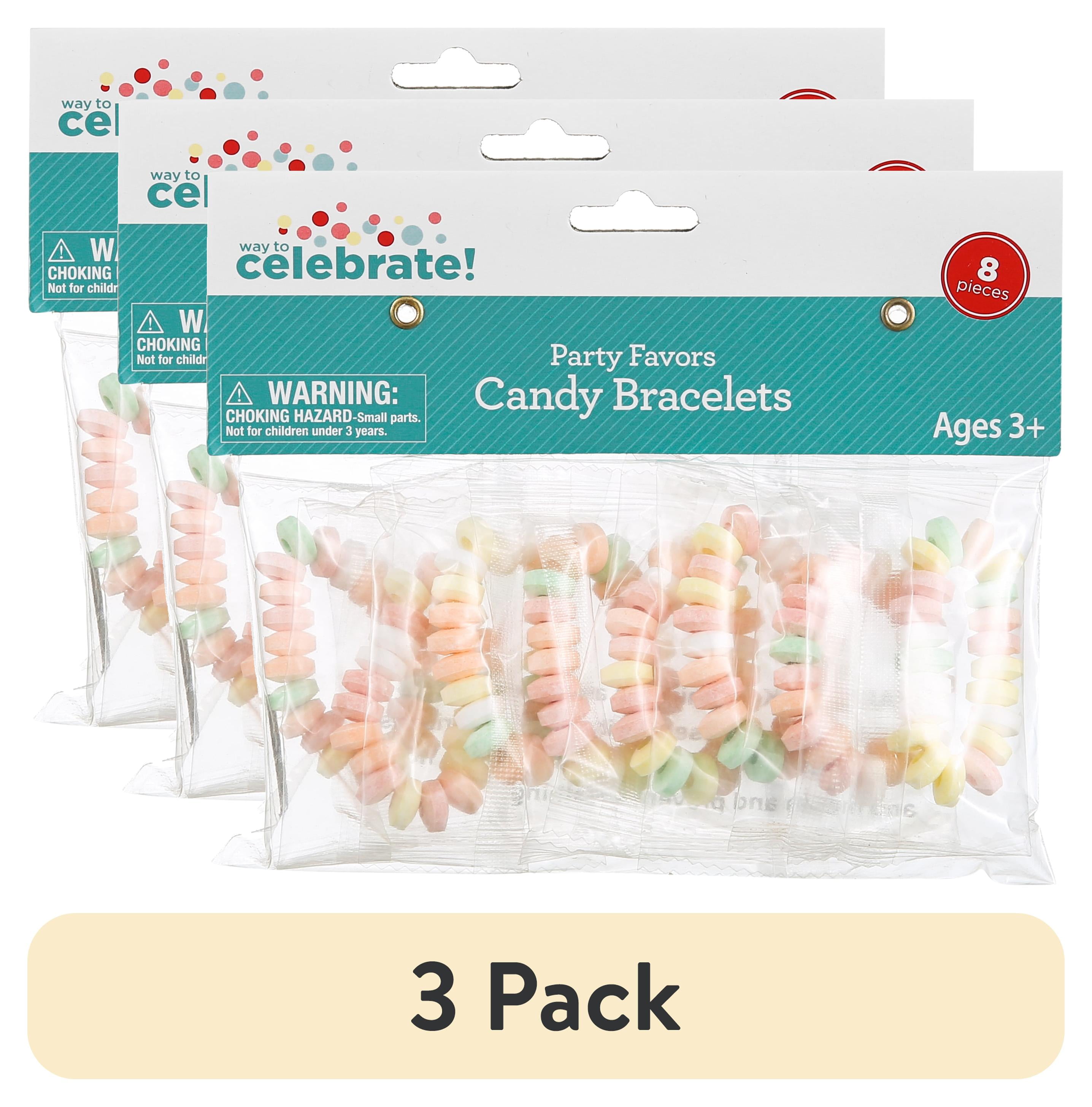 (3 pack) Multi-Color Pastel Candy Bracelet Party Favors, 8 Count, by Way To Celebrate