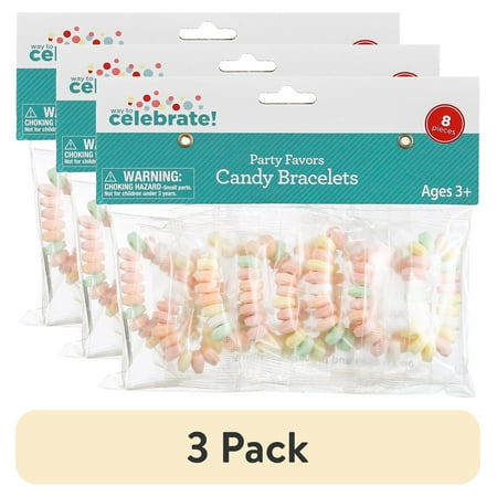 (3 pack) Multi-Color Pastel Candy Bracelet Party Favors, 8 Count, by Way To Celebrate