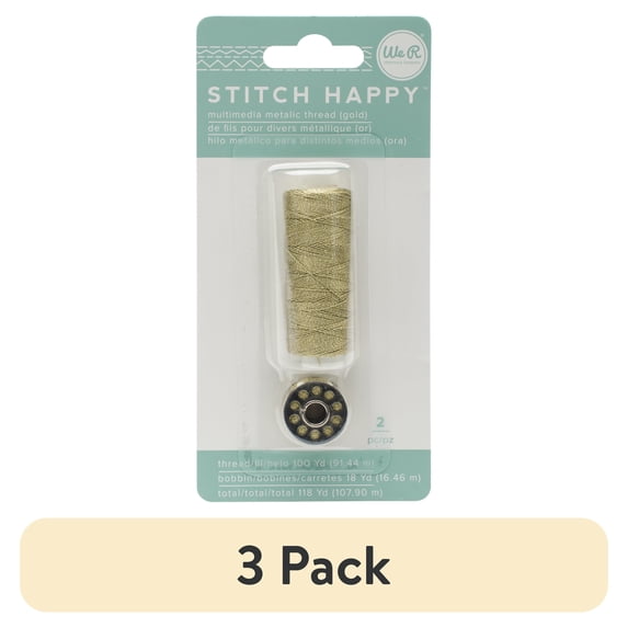 (3 pack) We R Stitch Happy Metallic Thread-Gold