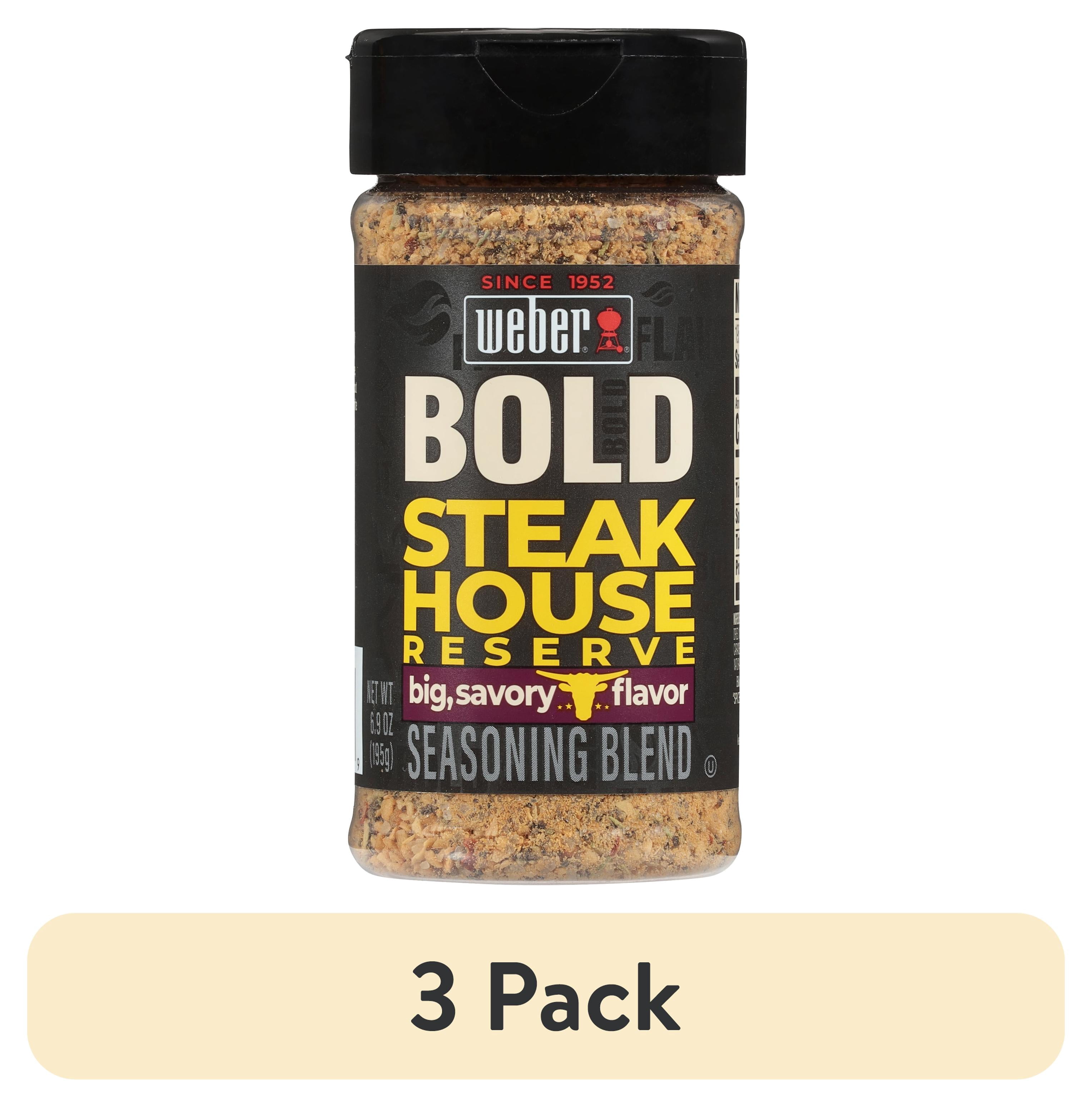 (3 pack) Weber BOLD Steakhouse Reserve Seasoning, Steak Seasoning Blend, 6.9 oz Shaker Bottle