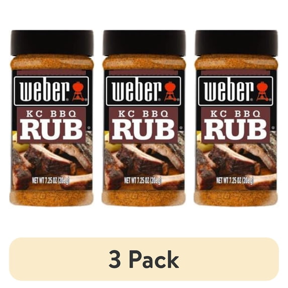 (3 pack) Weber Grill Kansas City BBQ Rub Seasoning, Gluten Free, 7.25 oz