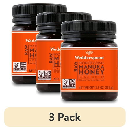 (3 pack) Wedderspoon Raw Monofloral Kfactor 16 Manuka Honey 8.8 oz