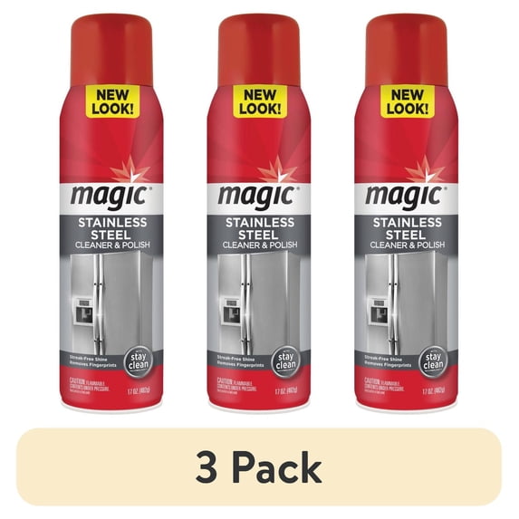 (3 pack) Weiman Magic Stainless Steel Cleaner Aerosol Spray - Cleans & Polishes - 2 Pack, 17 Ounce