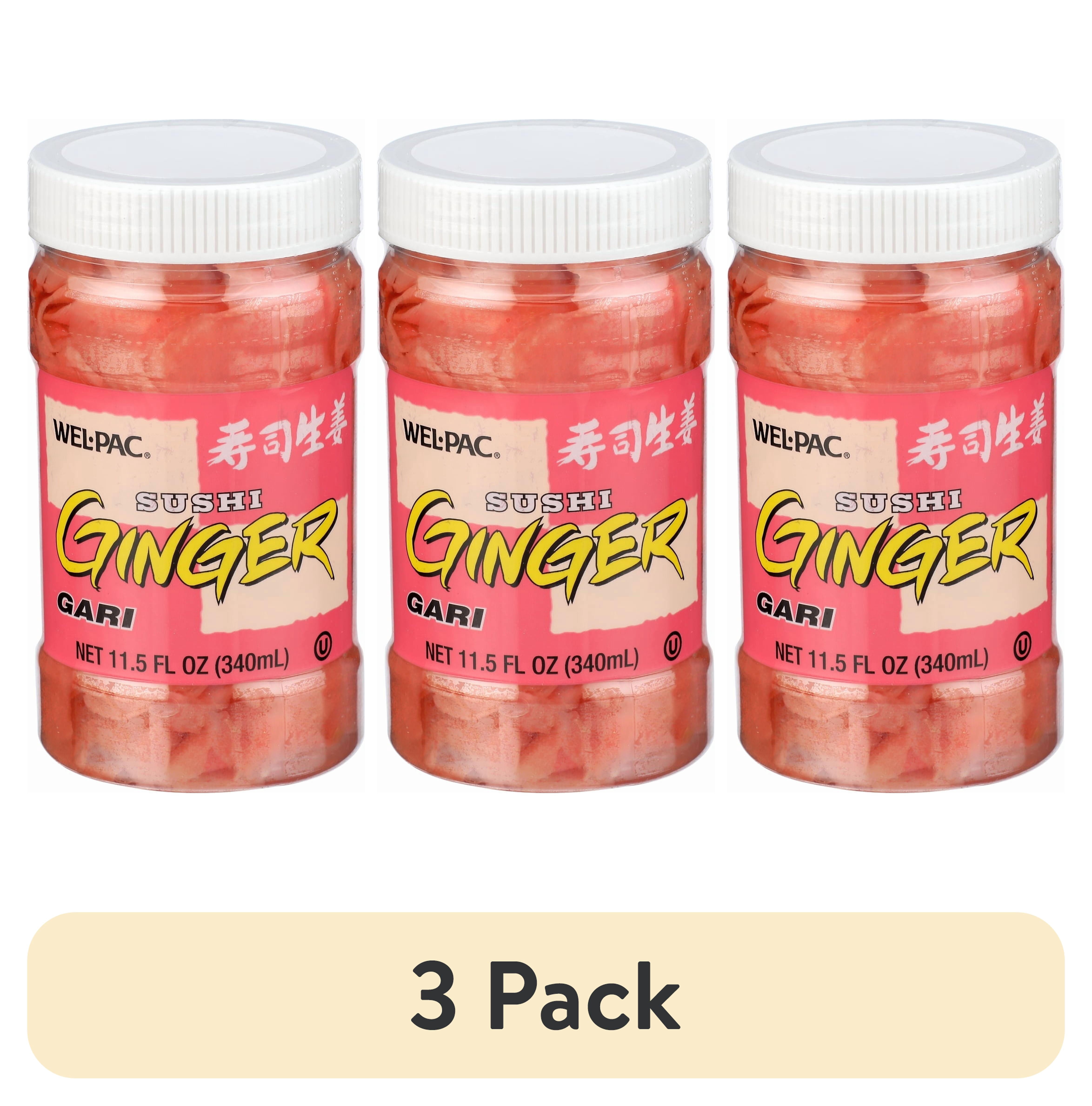 (3 pack) Wel-Pac Brand Sushi Ginger, 11.5 fl oz Plastic Jar