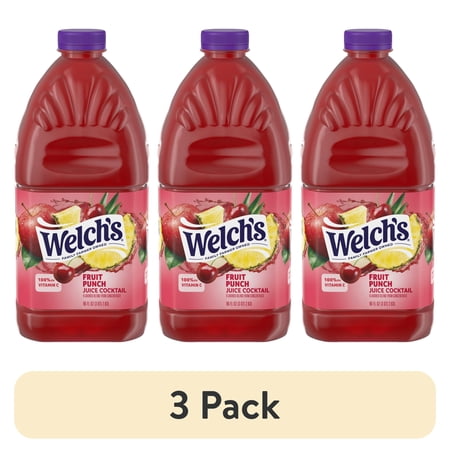 (3 pack) Welch's Fruit Punch Juice Cocktail, 96 fl oz Bottle