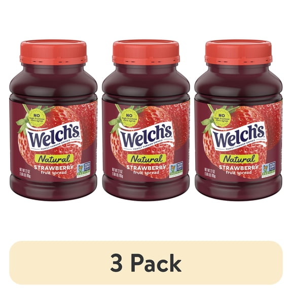 (3 pack) Welch's Natural Strawberry Spread, 27 oz Jar