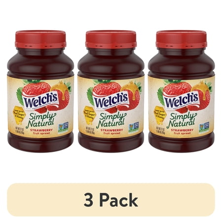 (3 pack) Welch's Simply Natural Strawberry Spread, 27 oz Jar