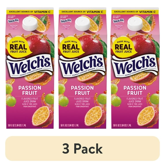 (3 pack) Welch's Passion Fruit Fruit Juice Drink, 59 fl oz carton