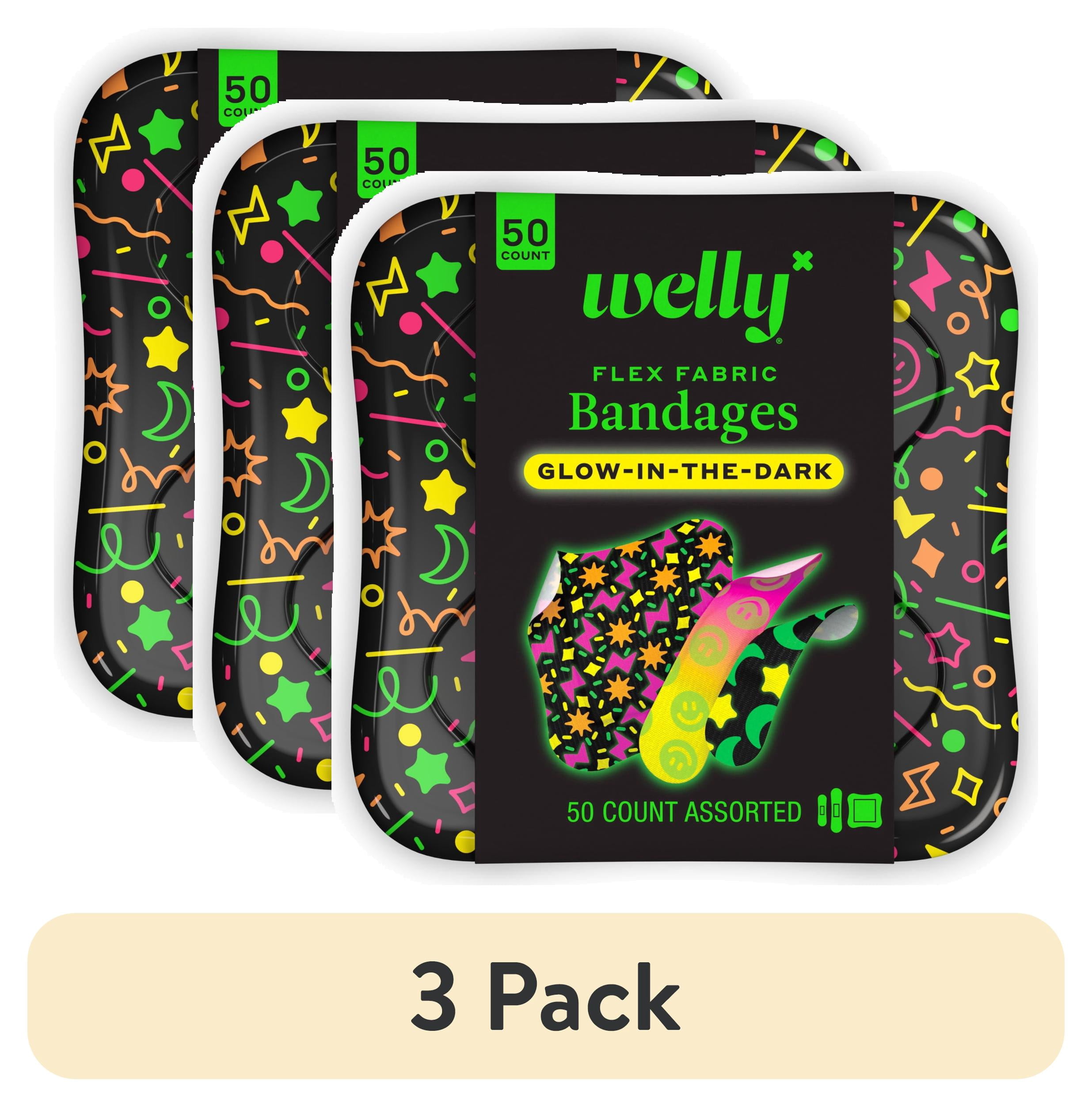 (3 pack) Welly Glow in the Dark Flex Fabric Bandages 50ct