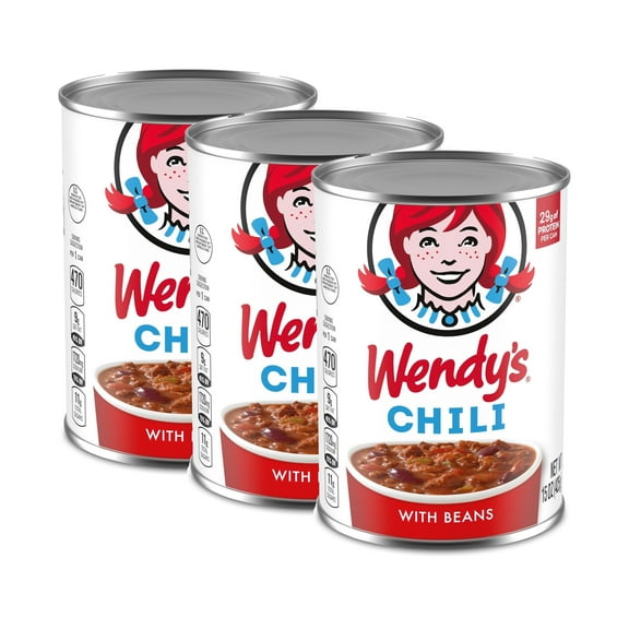 (3 pack) Wendy's Chili With Beans, 29g Protein Per Serving, Canned Chili, 15 oz. Can