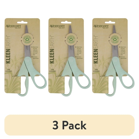 (3 pack) Westcott 8" KleenEarth Eco-Friendly Crafting Scissors, Blue