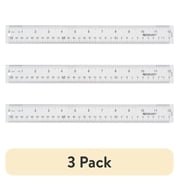(3 pack) Westcott 12" Clear Acrylic Ruler, Metric Imperial, Office, 0.06 lbs., 1-Count, Not Bulk, High School