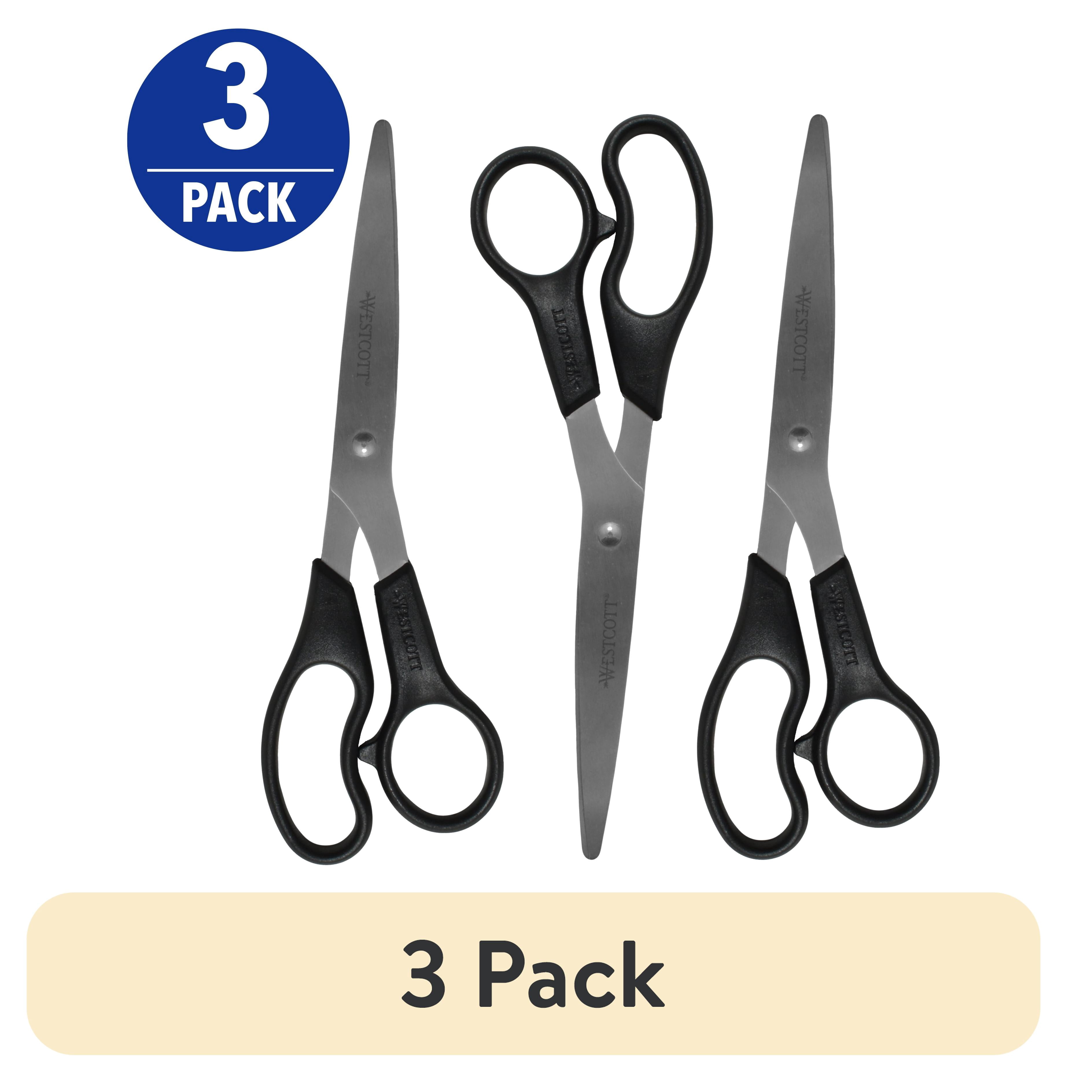 (3 pack) Westcott Kleen Earth 8" Straight Recycled Stainless Steel Scissors, Black, 3 Pack, for High School
