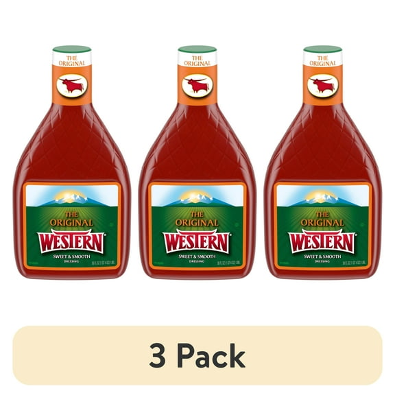 (3 pack) Western Original Sweet and Smooth French Salad Dressing, 36 fl oz