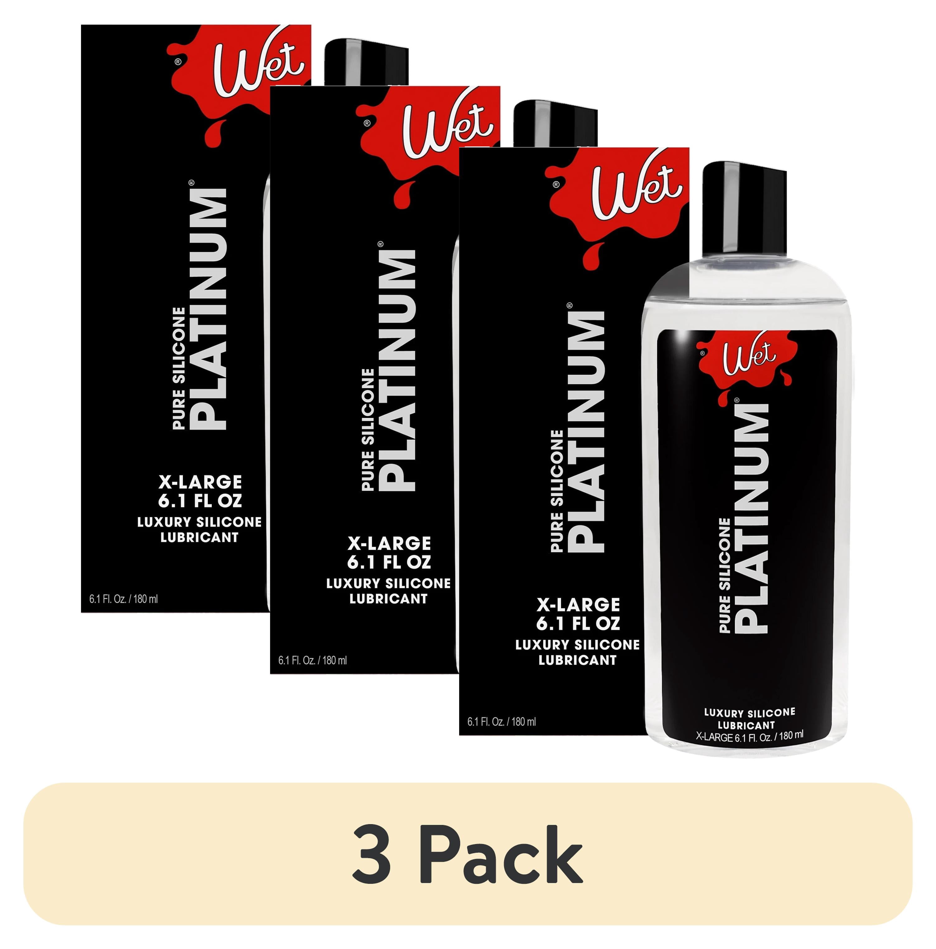 (3 pack) Wet Platinum Silicone-Based Unflavored Personal Lubricant, Ultra Long-Lasting Premium Lube for Men and Women, 6.1 fl oz