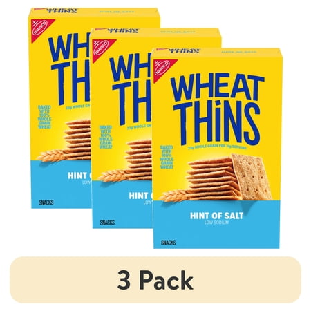 (3 pack) Wheat Thins Hint of Salt Low Sodium Snacks, Whole Grain Wheat Crackers, Snack Crackers, 8.5 oz