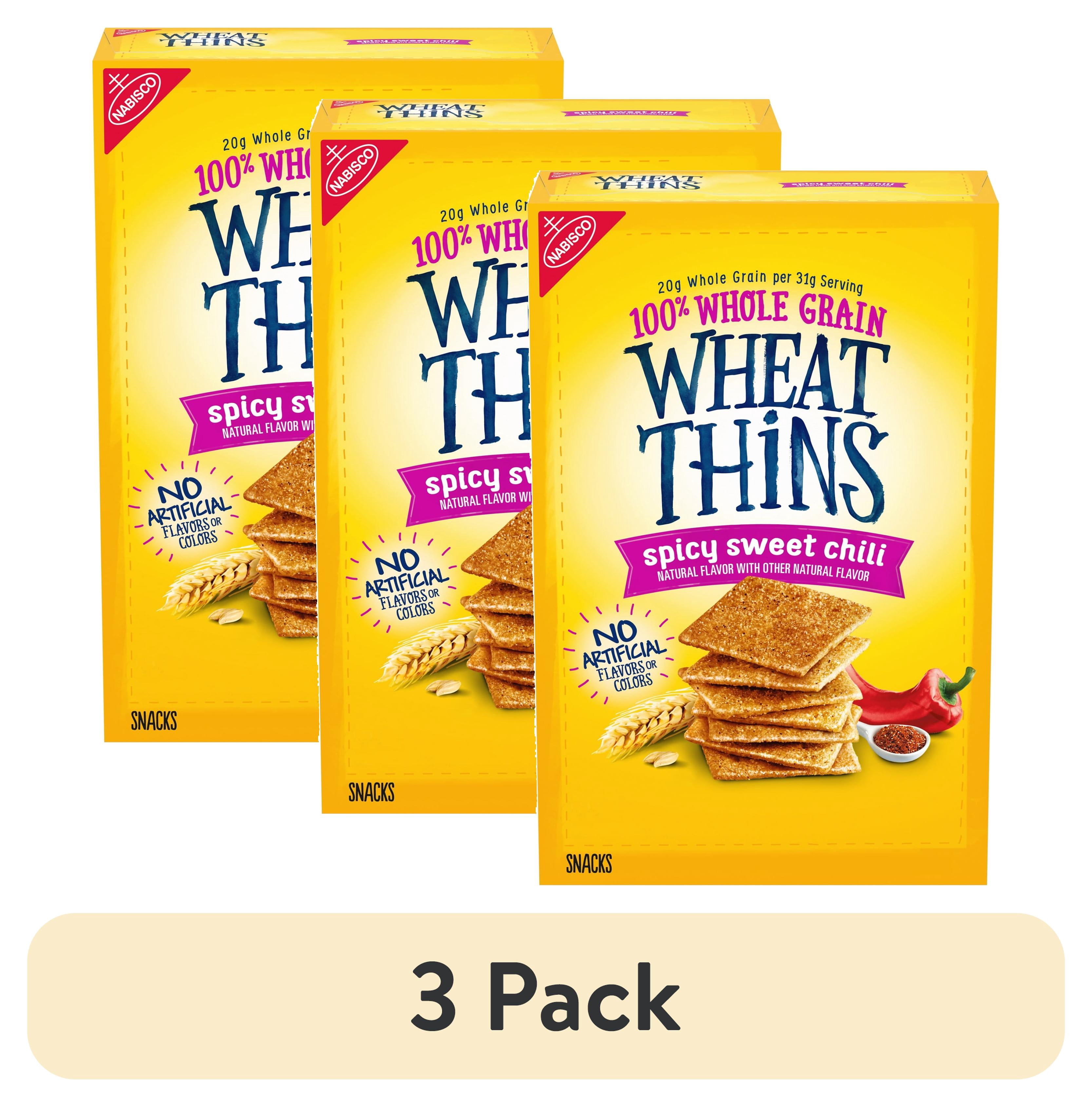 (3 pack) Wheat Thins Spicy Sweet Chili Snacks, Whole Grain Wheat Crackers, Snack Crackers, 8.5 oz