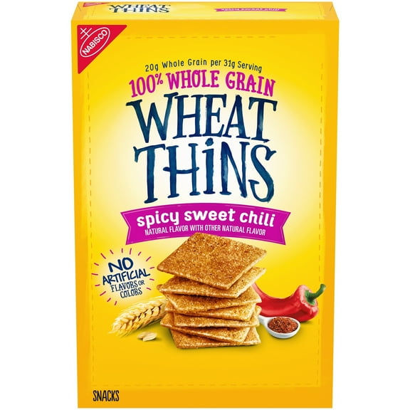 (3 pack) Wheat Thins Spicy Sweet Chili Snacks, Whole Grain Wheat Crackers, Snack Crackers, 8.5 oz