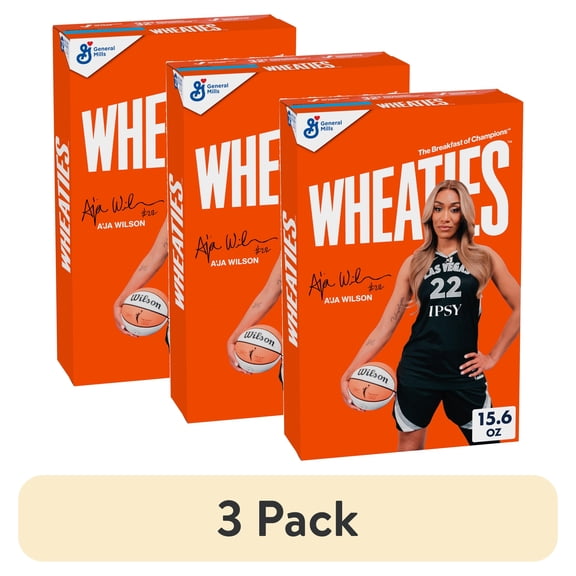 (3 pack) Wheaties Cereal, Breakfast of Champions, A'ja Wilson Cereal Box, 15.6 oz