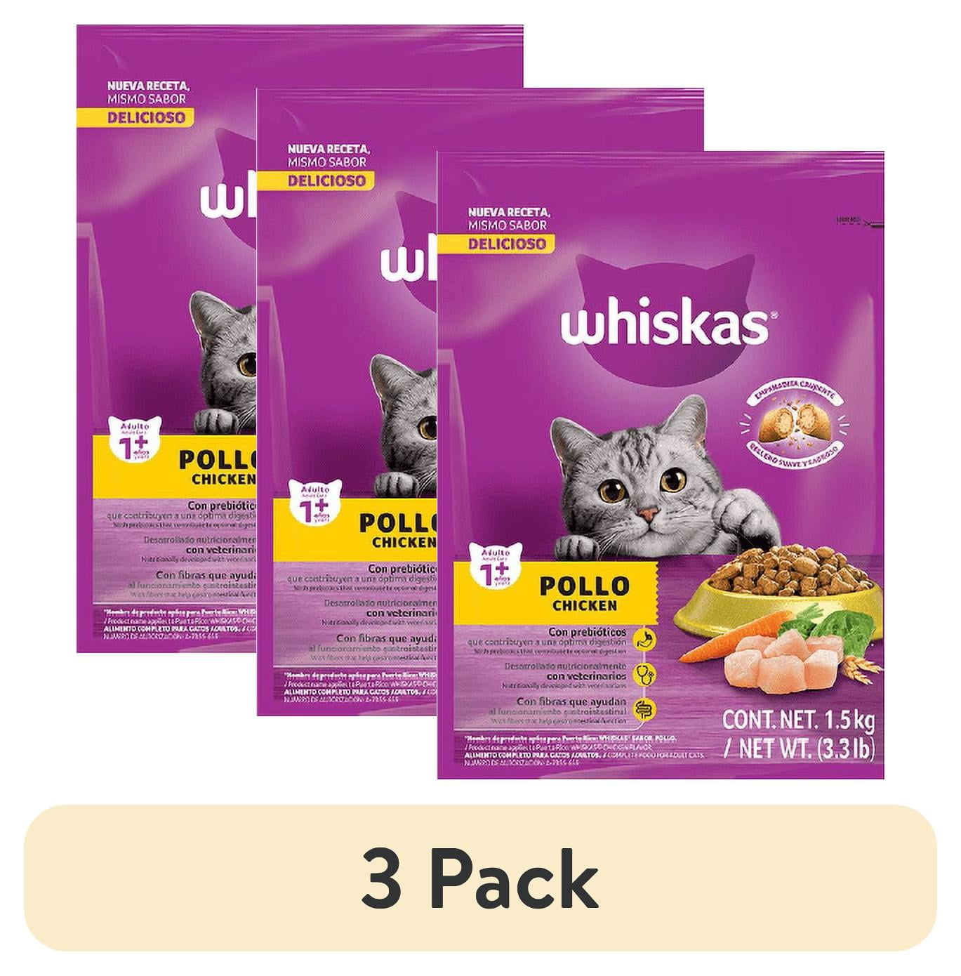 (3 pack) Whiskas Chicken Dry Cat Food, 12/3.3lb, Bag