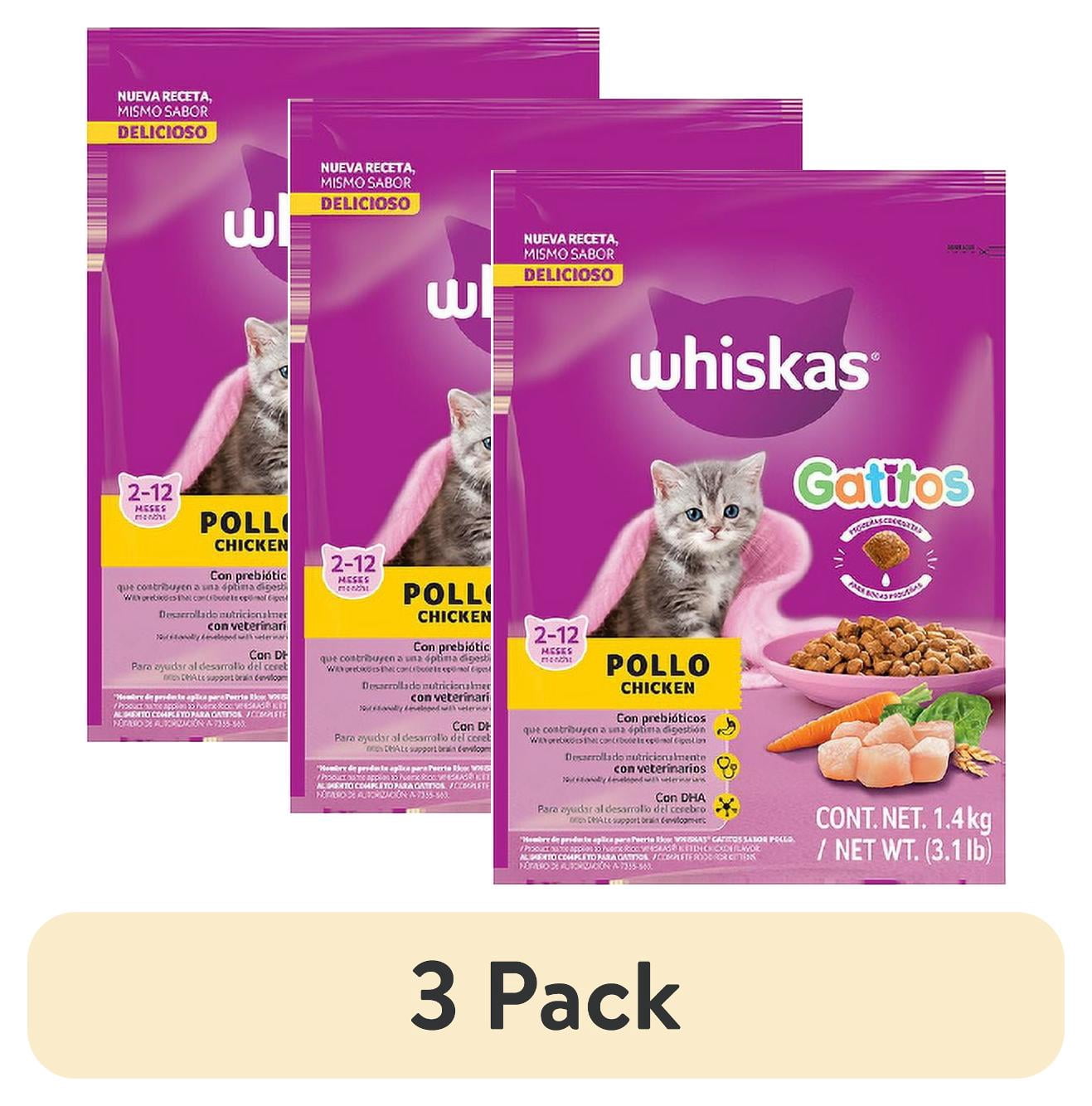 (3 pack) Whiskas Dry 2 to 12 Months Kitten Food, Chicken Flavor, 3.1lb