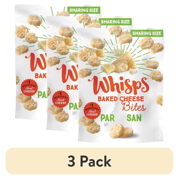 (3 pack) Whisps Parmesan Baked Cheese Bites, 100% Real Cheese Snack, Family Size, 3.75 oz