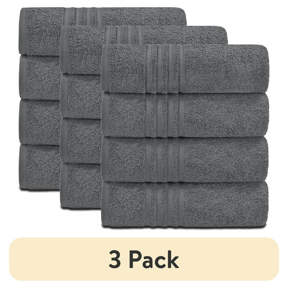 (3 pack) White Classic Gray Bath Towels Set of 4, Cotton Body Towel for Hotel, Gym, Spa, Soft Extra Absorbent Quick Dry Towels for Bathroom 27x54 Inch