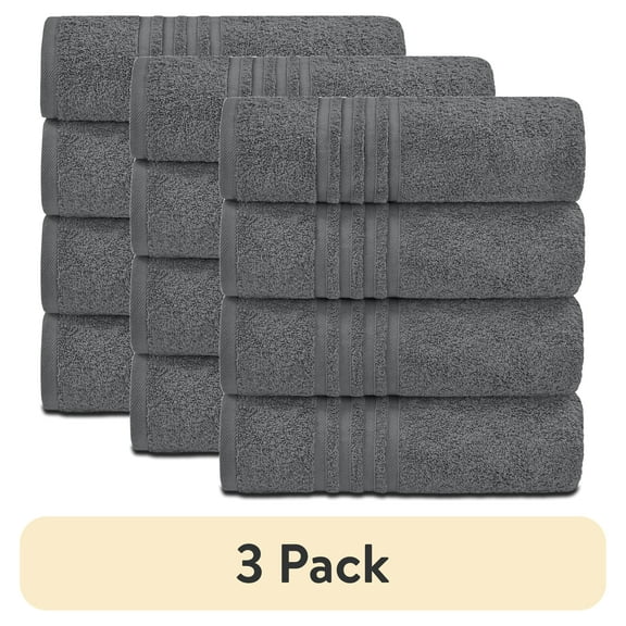 (3 pack) White Classic Gray Bath Towels Set of 4, Cotton Body Towel for Hotel, Gym, Spa, Soft Extra Absorbent Quick Dry Towels for Bathroom 27x54 Inch