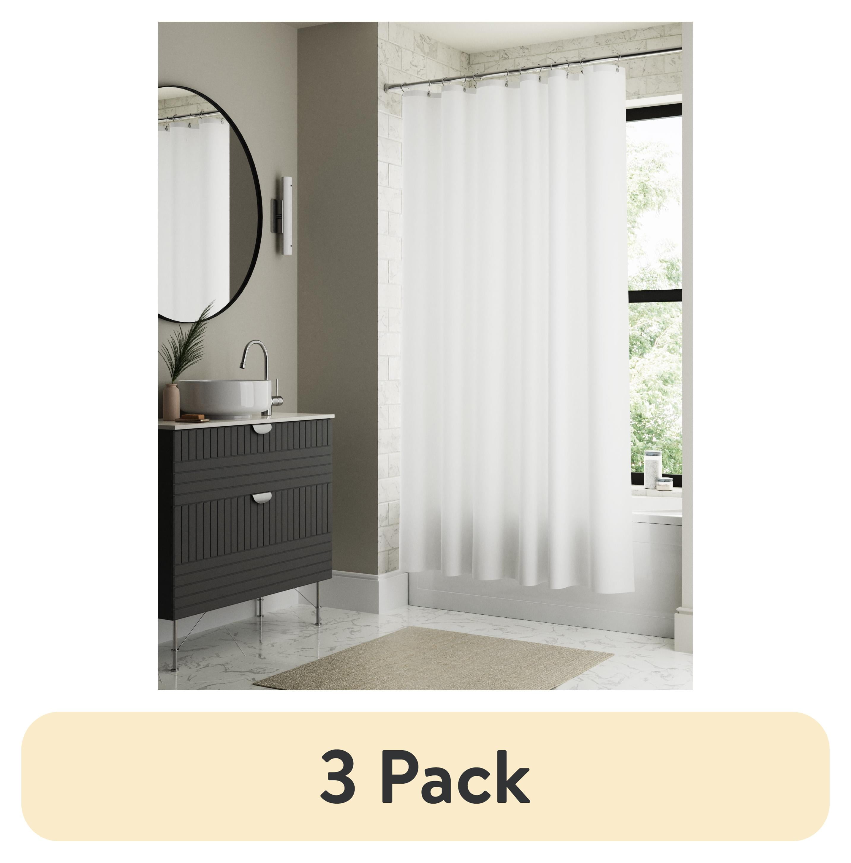 (3 pack) White Heavyweight PEVA Shower Liner with 2 Adhesive Clips, 70" x 72", Better Homes & Gardens