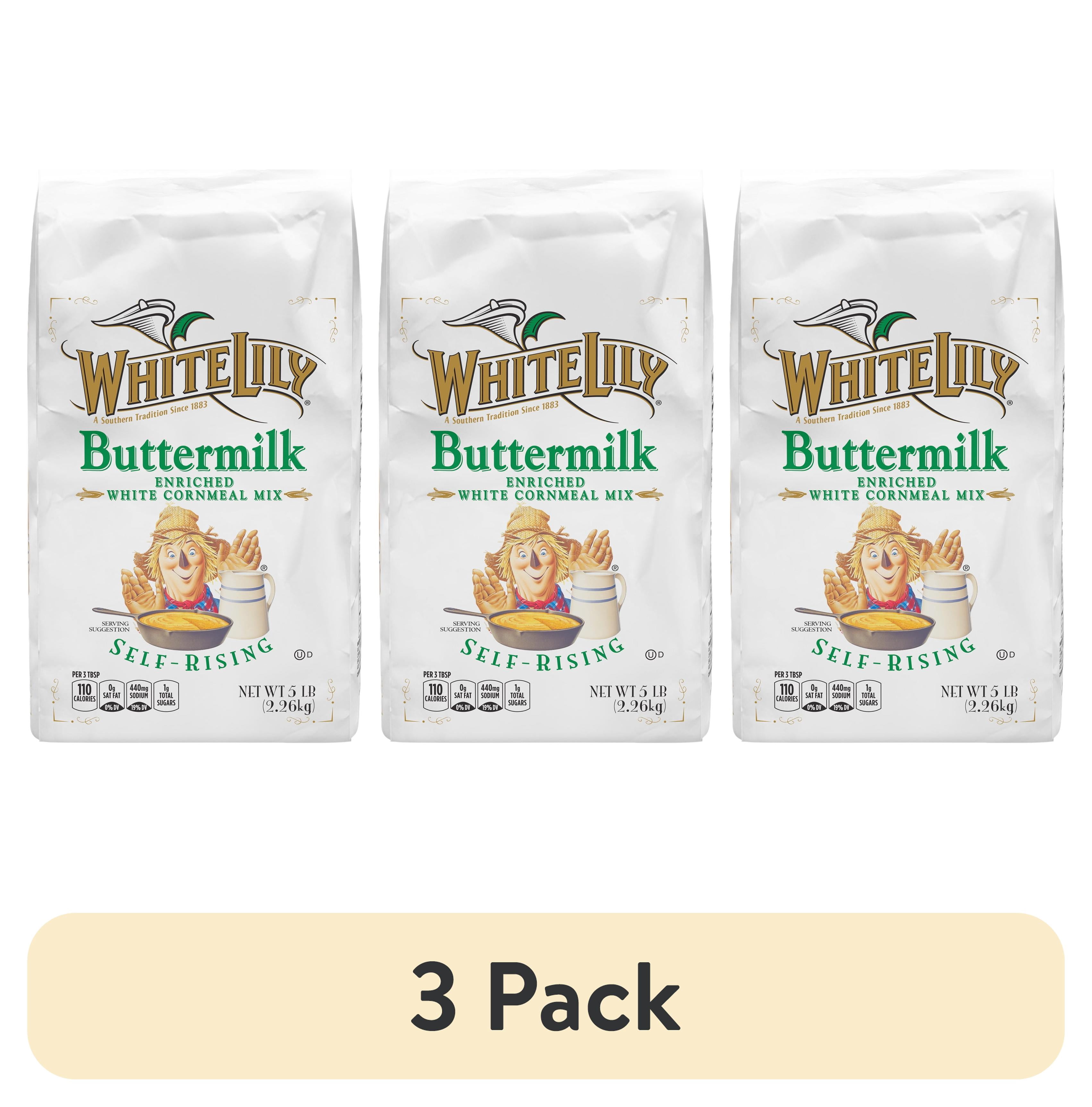 (3 pack) White Lily Self-Rising Buttermilk White Cornmeal Mix, 5 lb Bag
