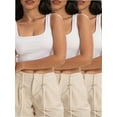 thumbnail image 1 of 3-pack White Women's Sleeveless Strappy Tank Square Neck Double Layer Workout Fitness Casual Basic Crop Tops, 1 of 6