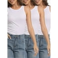 thumbnail image 1 of 3-pack White Womens Sleeveless Racerback High Neck Casual Basic Ribbed Fitted Tank Top, 1 of 6