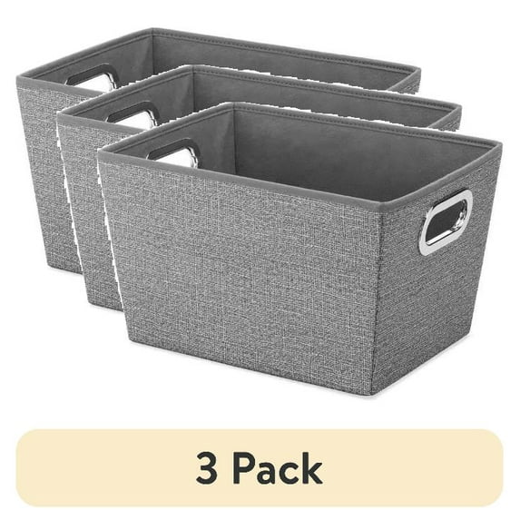 (3 pack) Whitmor 6283-1501 Gray Stackable Crosshatch Storage Bin 7.5 H x 13 W x 10 D in.