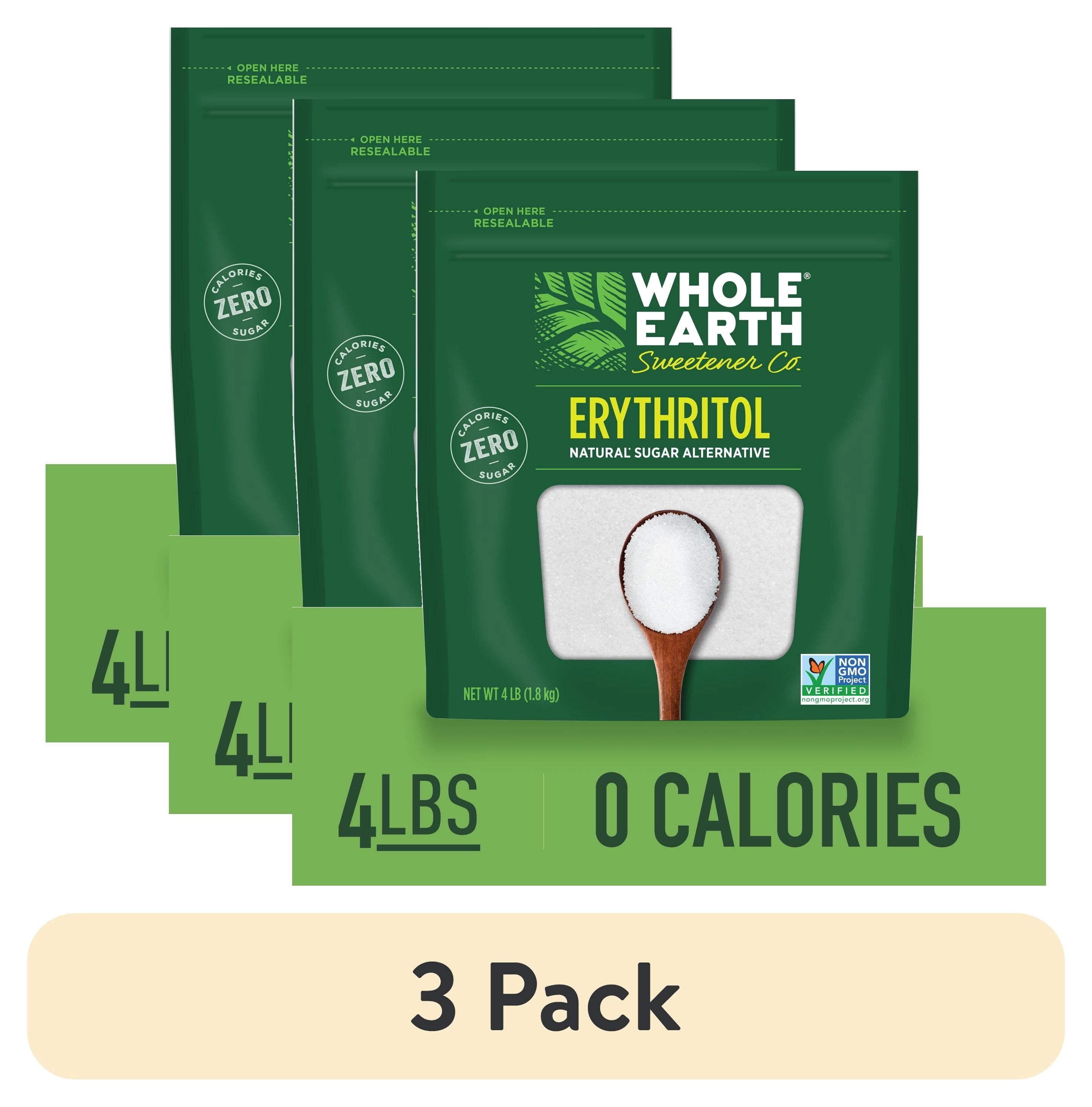 (3 pack) Whole Earth Erythritol Zero Calorie Sweetener, 4 lb. Bag