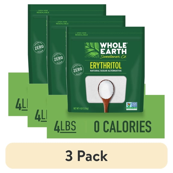 (3 pack) Whole Earth Erythritol Zero Calorie Sweetener, 4 lb. Bag