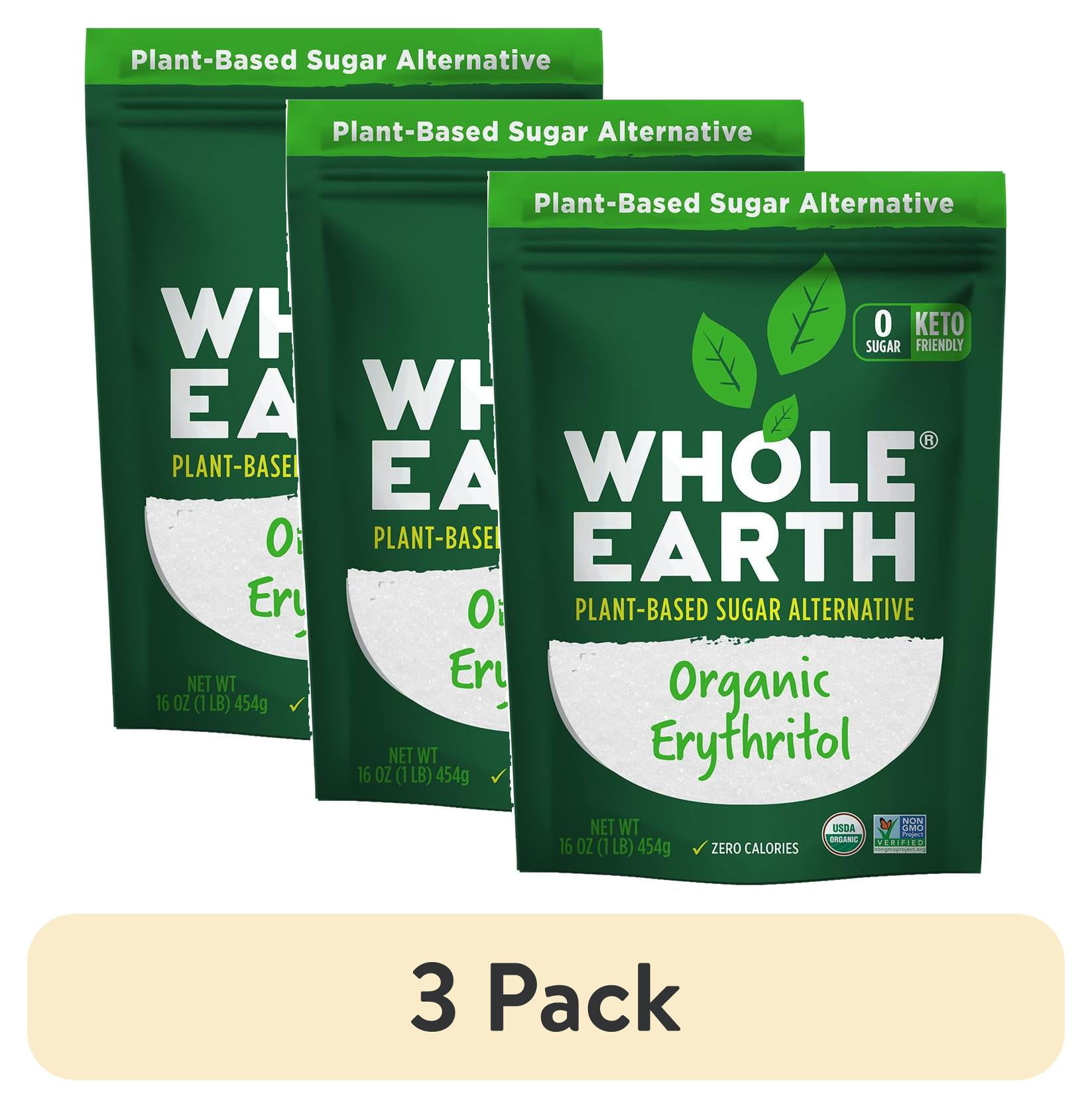 (3 pack) Whole Earth Organic Erythritol 1 lb.