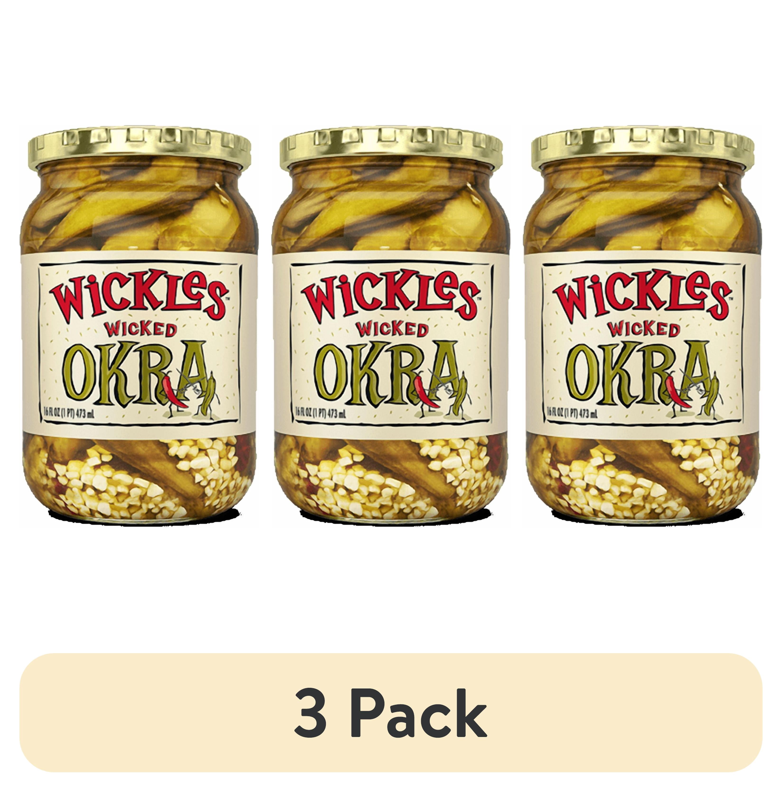 (3 pack) Wickles Wicked Pickled Okra, 16 fl oz Jar