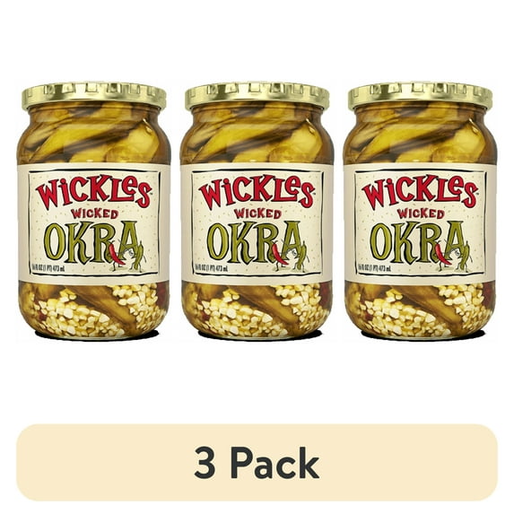 (3 pack) Wickles Wicked Pickled Okra, 16 fl oz Jar
